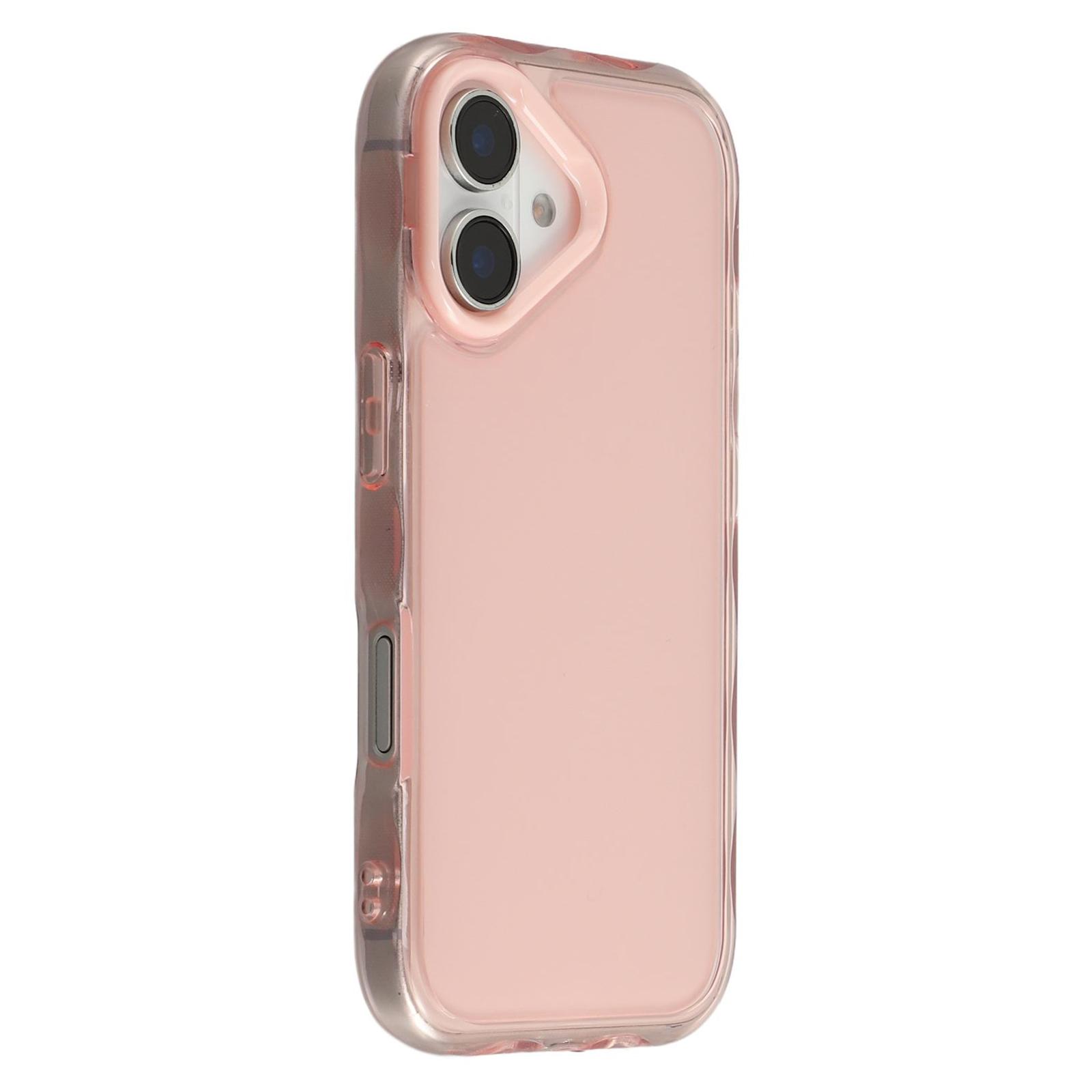 

For iPhone 16 Plus Case Inner Wave Pattern TPU+Acrylic Phone Cover Pink