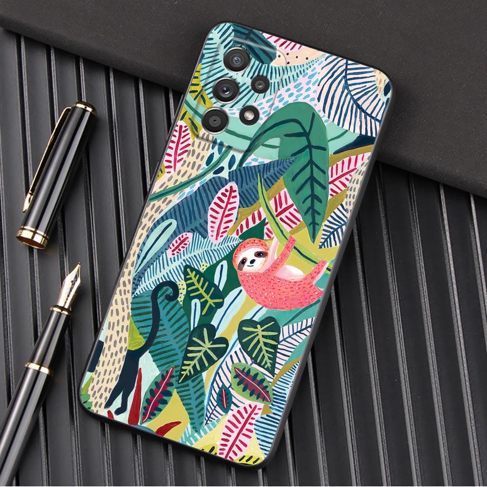 Jungle illustration Snake Cats Sloth Phone Case For Samsung Galaxy A57 A56 A37 A55 A36 A26 A54 A52 A35 A34 A25 A17 A16 A07 Cover