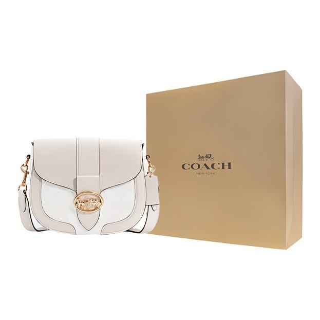 Coach Georgie 21 Monogram Print Color Block Canvas And Leather Wine God Bag Shoulder Bag Saddle Bag Crossbody Bag Small Women bags C2806-IMQQ4