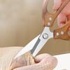 Stainless Steel Kitchen Scissors Acacia-Handled Chicken Bone Shears Multi-Purpose Cutting Meat Fileting Fish Kitchen Shears