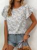 Europäischer & Amerikanischer Stil Blumenprint Damen Oberteil mit Rüschenärmeln - Frühjahr/Sommer Kollektion 2026