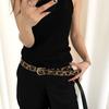 Retro Leopard Print Belt For Women With Alloy Buckle Leather Waistband For Dress And Jeans