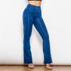 Shascullfites High Waist Flare Jeans Four Ways Stretchable Summer Denim Casual Solid Blue Flare Jeans Fashion