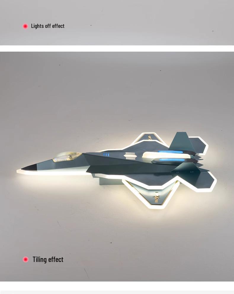 Children's J-35 Fighter Model Ceiling Light - Eye-Protection, Creative Airplane Design for Boys' Bedrooms
