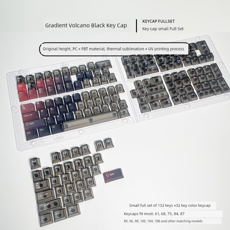 

Snow Mountain Gradient Key Cap Transparent PBT Sublimation Original Wooting60 80he Made68 Ez63 Neutral Gradient volcanic black