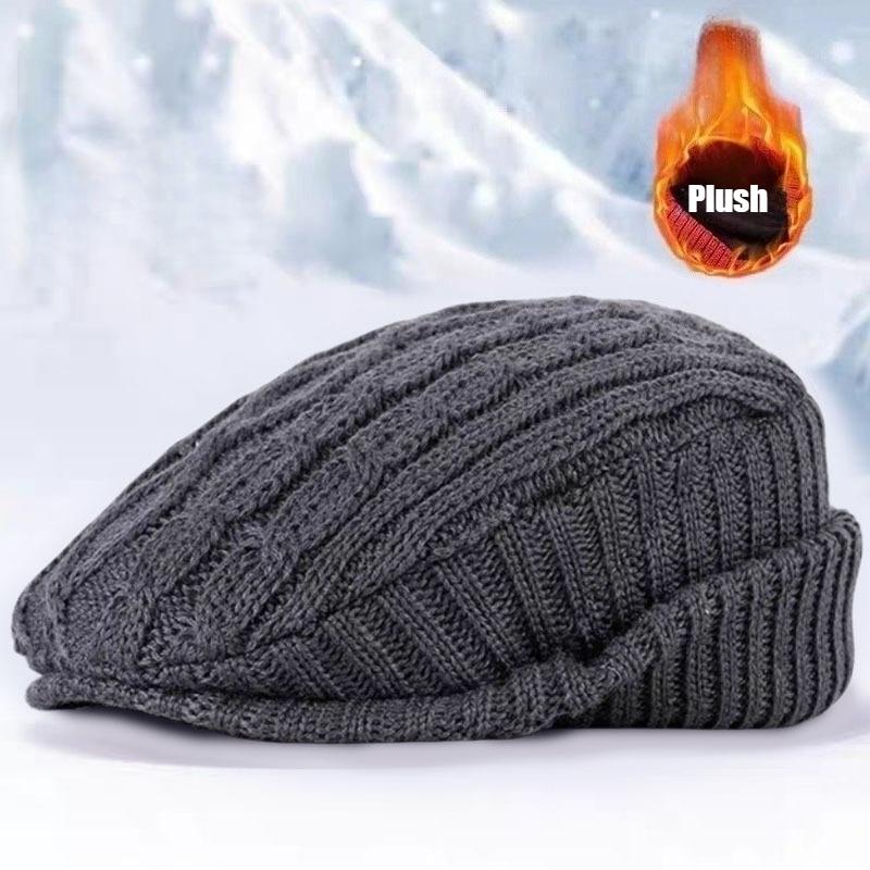 Big Size Autumn Winter Warm Plush Knitted Berets Big Head Retro Versatile Newsboy Caps Women Men Ear Protection Visor Flat Cap