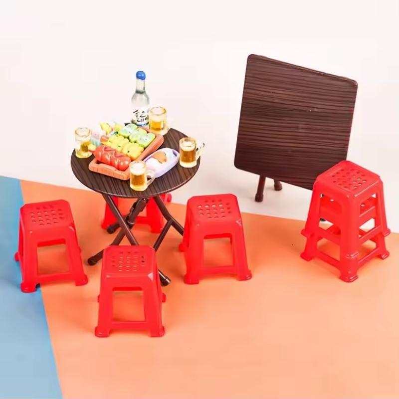 Simulation Miniature Furniture Model Retro Small Stool Decoration Dollhouse Props Accessories Household Chores Toys 20pc/lot