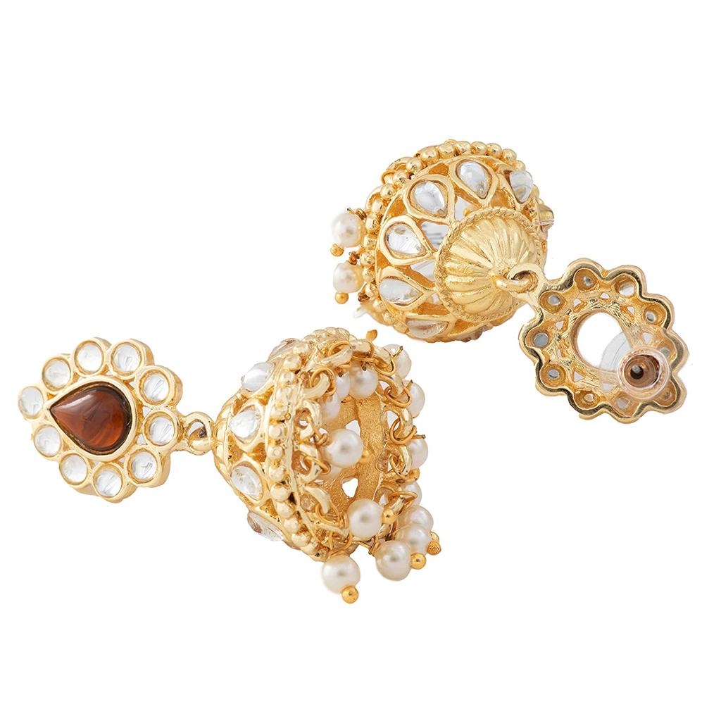 Gold Plated Kundan Amber Jumkis 24ct