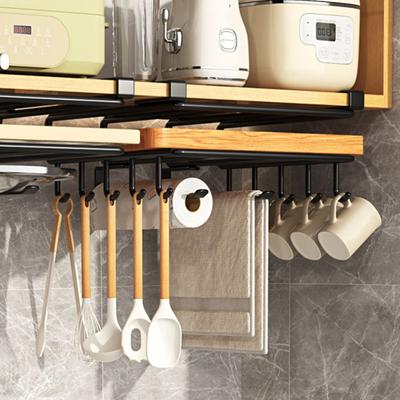 Cabide de armário com vários ganchos Instalação sem perfuração Suporte de tábua de corte de aço inoxidável para utensílios de cozinha Suporte para copos