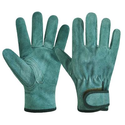 1 Pair Cowhide Protective Gloves Outdoor Wear Resistant Heat Insulation Stab-Proof Gloves For Welding Grinding Picking Construction Handling