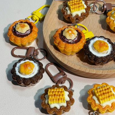Keychain Pendant Corn Egg Tart Design Mini Size Food Keyring Keys Bags Phone Lanyard Versatile Hanging Ornament