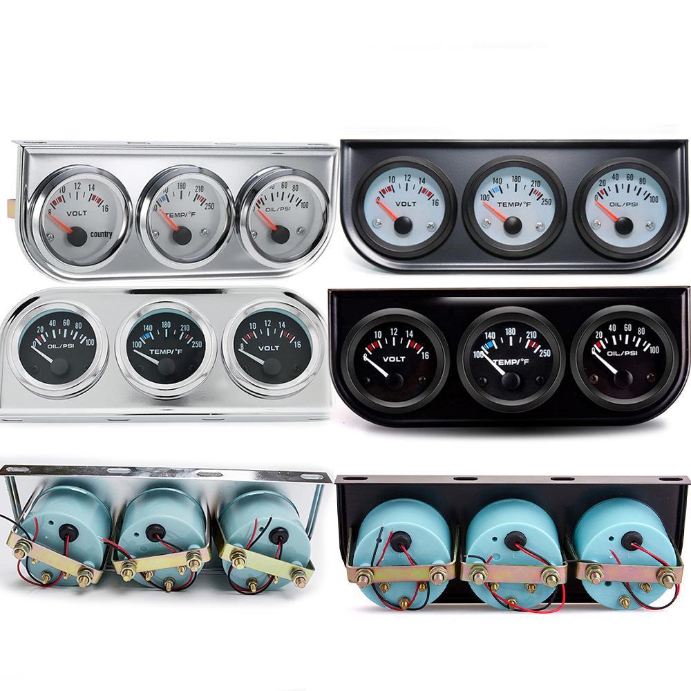 Black Triple Gauge: Water Temp (°F), Oil Pressure (psi), Voltmeter for Car Instrument Modification