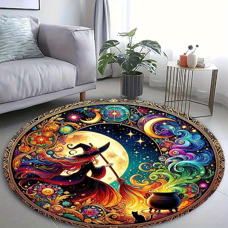 Flannel Enchanting Witches' Brew Round Carpet: Perfect for Home Decoration - Office Chair Pads, Living Room, Bedroom, and More