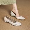 Fashion 2025 Summer New Style Women's French Style Elegant Casual Single Shoe Hollow Breathable Coarse Heeled Comfortable Pointed Pumps