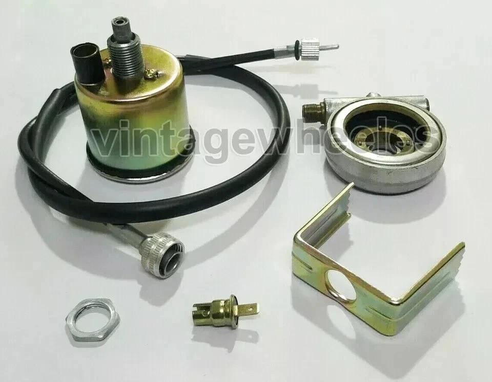 Smiths 0-80 KMH 2.5" Black Face Speedometer Dial & 65" Cable + Speedo Drive