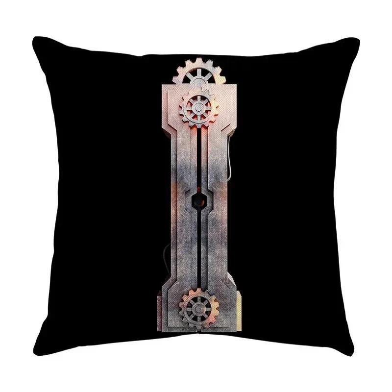 Luxury Home Decor Pillow Cover Car Living Room Sofa Cushion Cover Mechanical Style Letter Pattern Cushion Cover