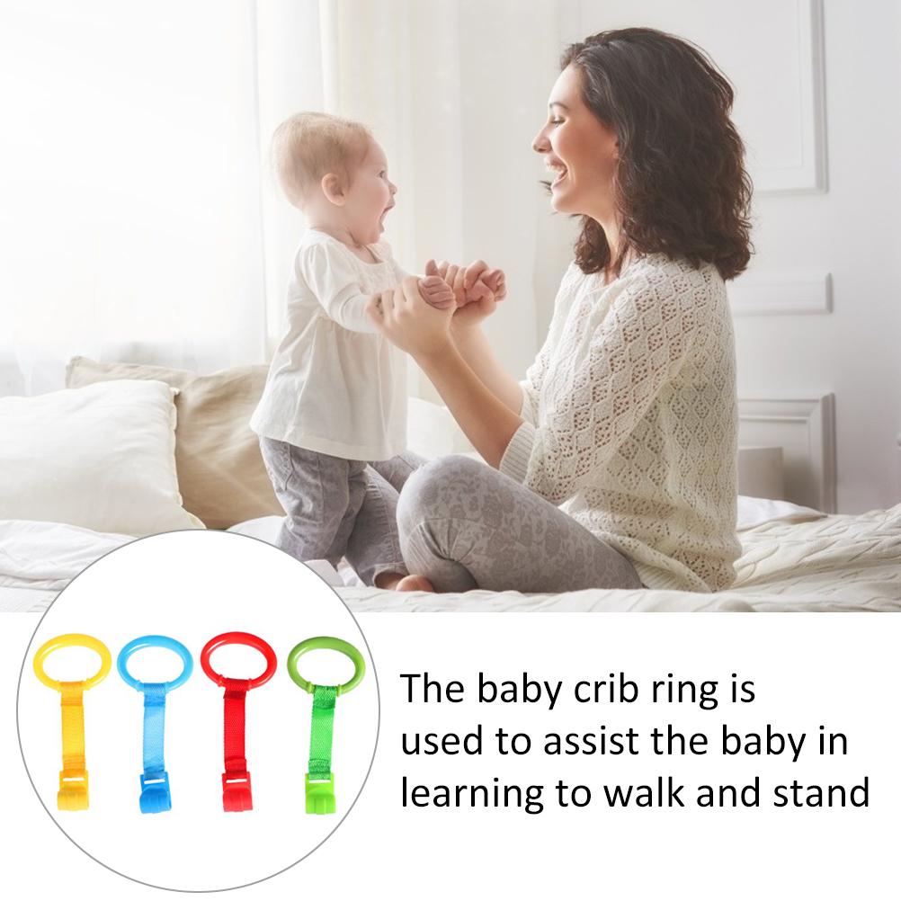 4 Pcs Baby Stand Up Walker Tool Rings Baby Pull Rings for Playpen Baby Crib Hooks Baby Training