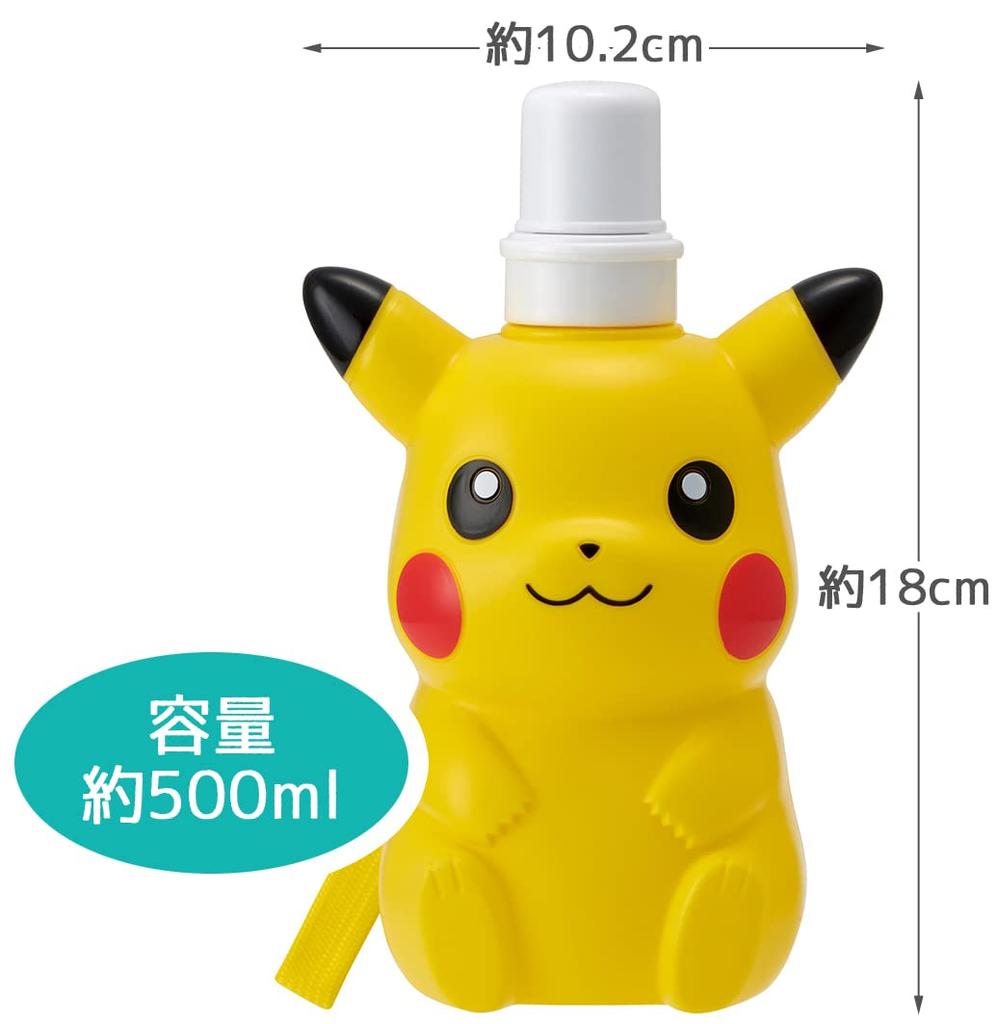 Skater Water Direct Pikachu Children's Bottle, Drinking, 480ml, Die-Cut, Design, 21, PBSD5-A