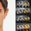 Hip Hop Full Diamond Big Ear Buckle Men'S Geometric Round Zircon Earrings Cross Rivets Hiphop Trend Earrings