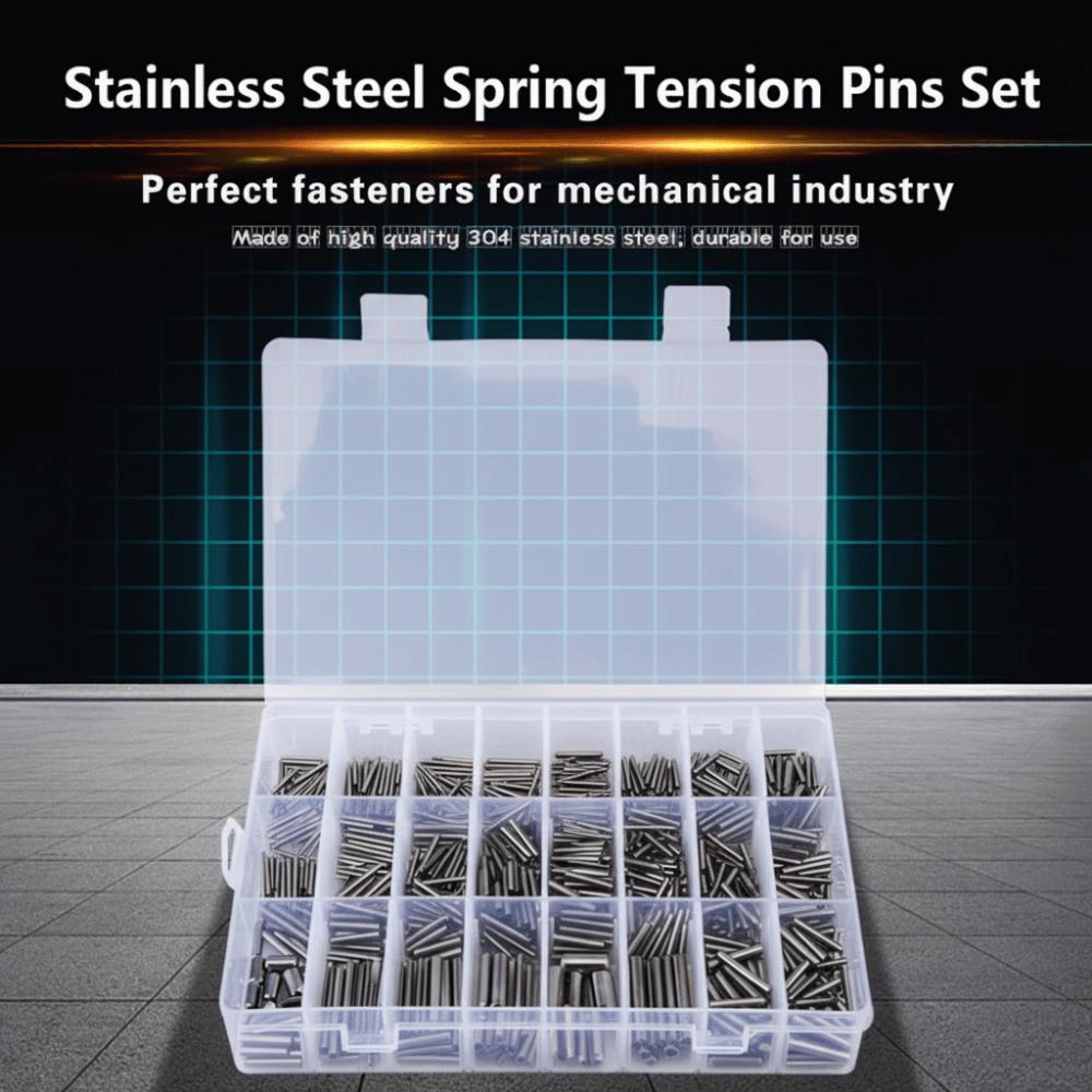 280pcs Stainless Steel Slotted Spring Pin Metric Slotted Roll Pin M1.5-M8 with Box Spring Tension Pin for Automotive Machinery,