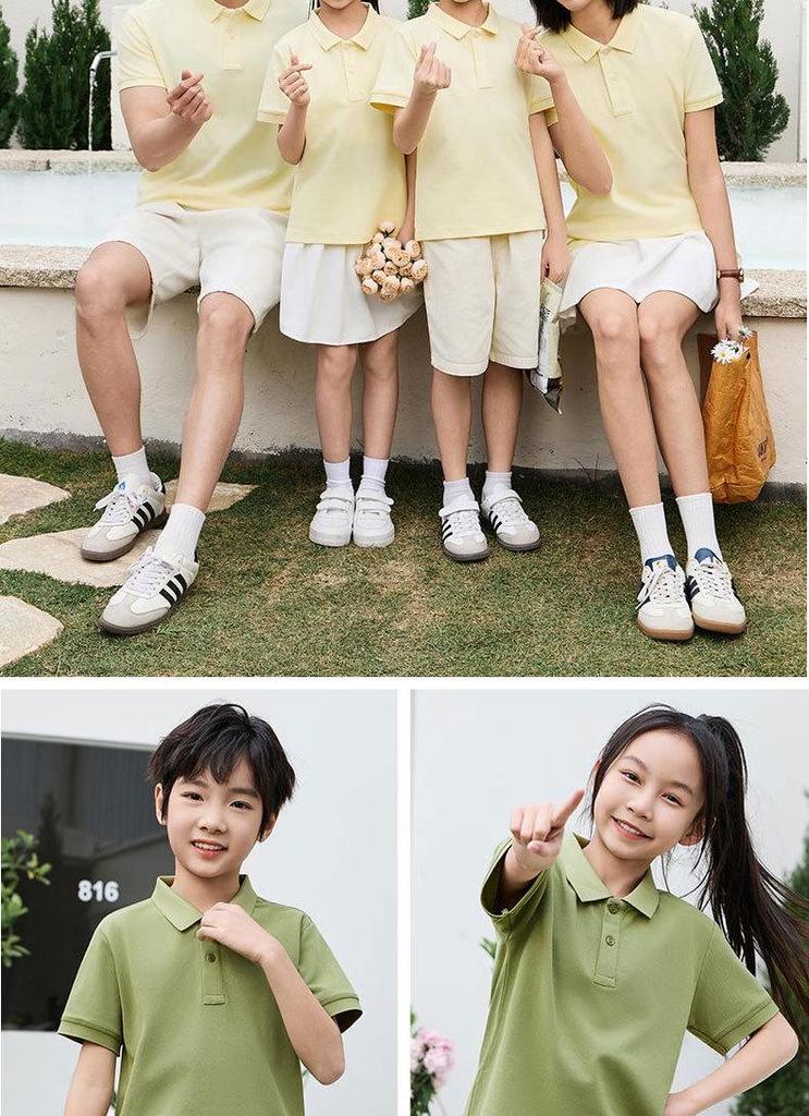 Custom Logo Family Matching Cotton Polo Shirts: Kids' T-Shirts for Class Uniforms, Parties, Summer Camp, Autumn Outings, and Cultural Events