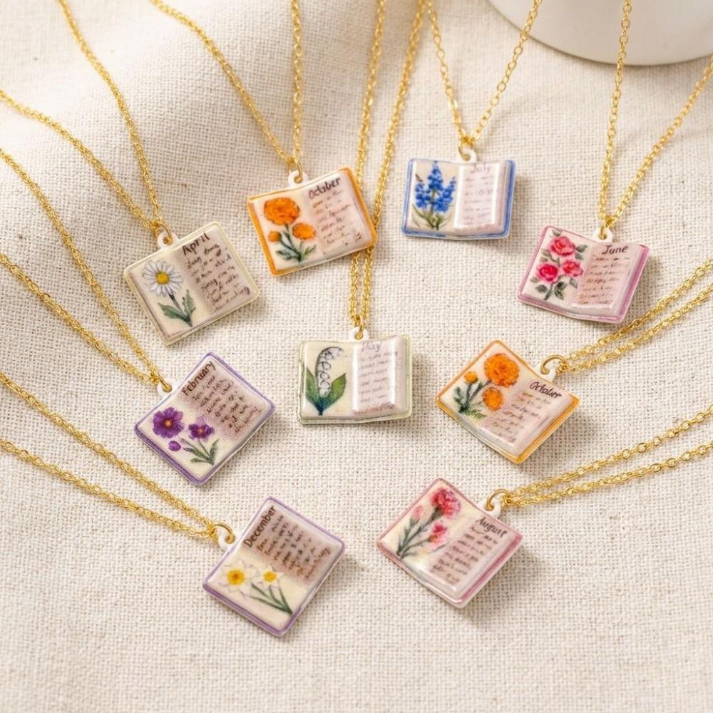 Copper Birthday Necklace Month Design Sense Necklace New Book Pendant Necklace  for Women