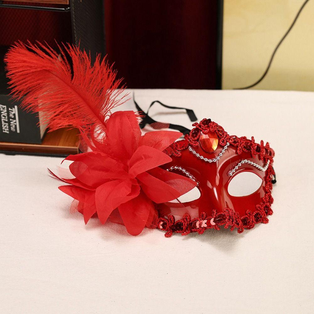 Blumen Feder Maske Mehrfarbig Halloween Festival Party Maske Kostüm Halbgesichtsmaske Damen
