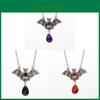 Vampire Bat Gothic Silver Necklace With Cross Chain For Halloween Party Decor