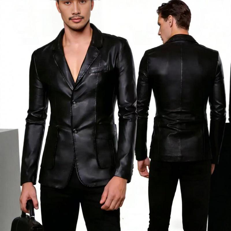 New European and American men's PU leather jacket slim lapel trendy versatile locomotive leather jacket men's autumn
