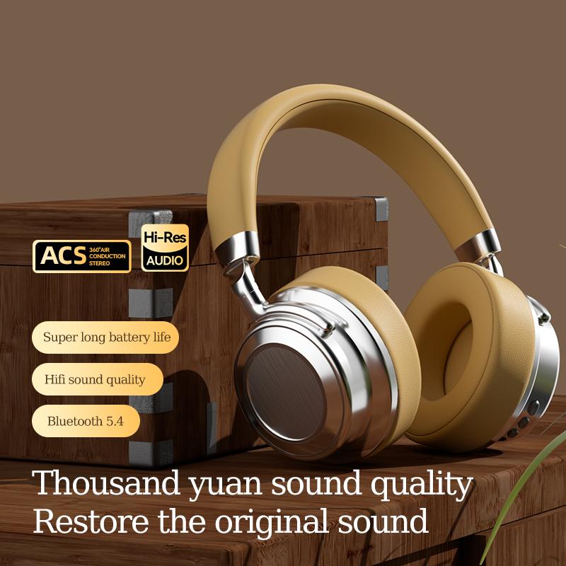 Headset CR-9 Metal Retro Wireless Bluetooth Headset 5.4 Sports Fashion Business Ear Music Headphones Long Battery Life
