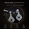 High-End Geometric Zirconia Earrings for Women - Long S925 Silver Needle, Bridal Wedding Fashion Accessories
