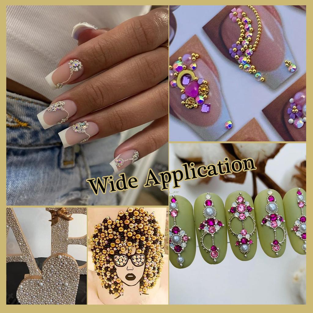 6Gird Mini Stainless Steel Caviar Beads 0.6/0.8/1mm Nail Art Mixed Size Alloy Gold/Silver Bead Nail Charms Manicure Micro Ball