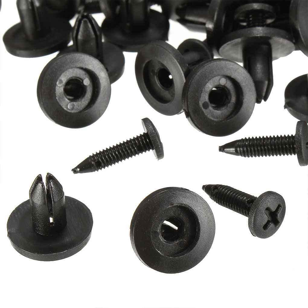 YWLiHcme 50pcs Universal Car Fender Retainer Plastic Clip Portable Vehicle Fastener Rivets 6mm Hole Automotive Push Pins