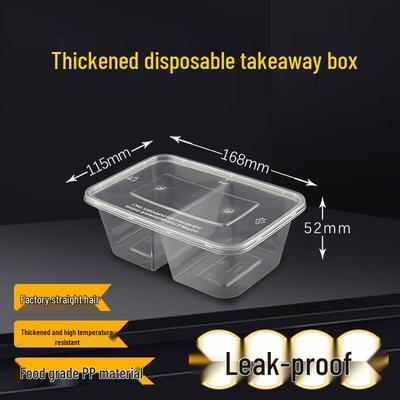 Disposable Rectangular 750ml Two-Compartment Food Container
