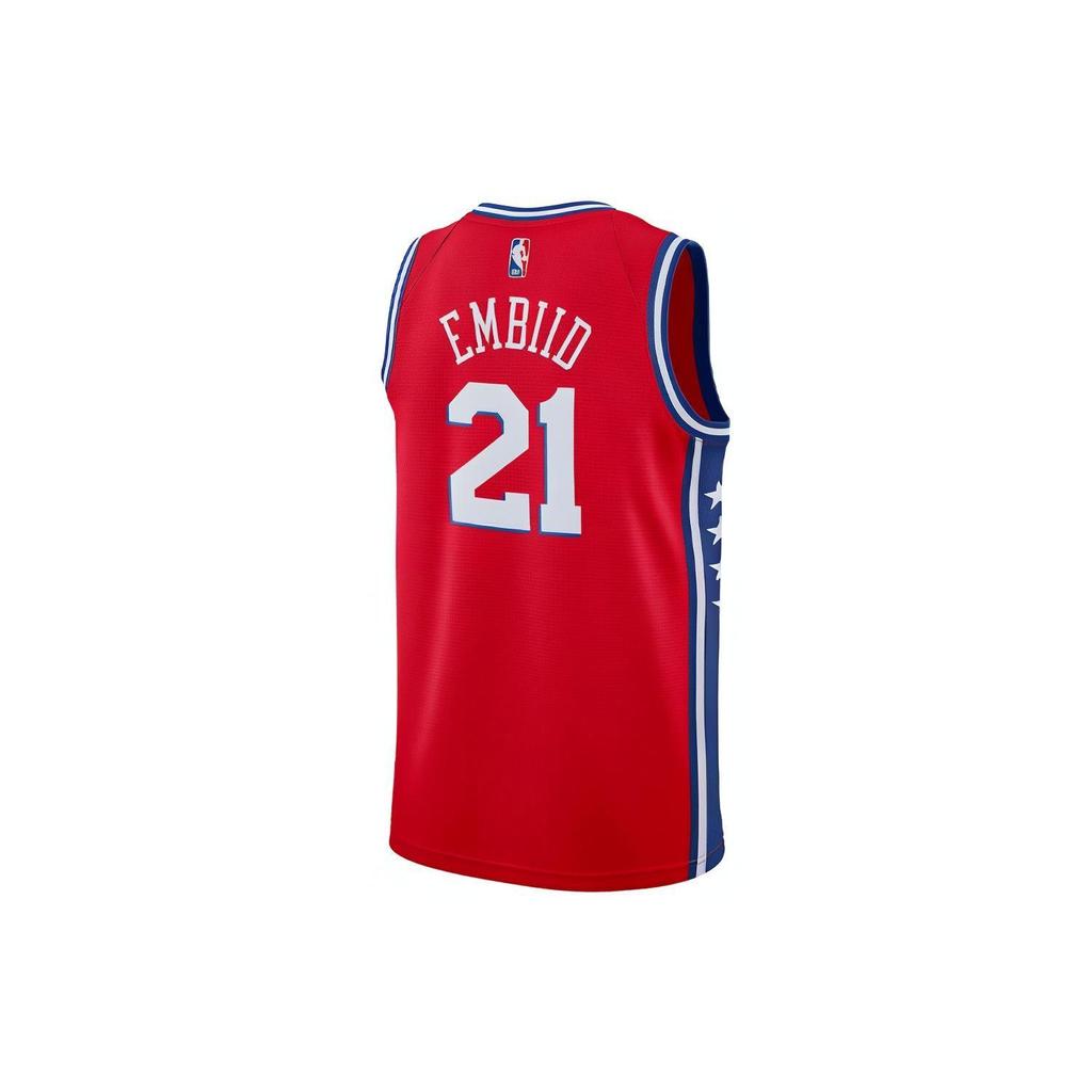Jordan NBA Statement Edition Swingman Jersey, Joel Embiid, Philadelphia 76ers Men Basketball Vest Red CV9490-666