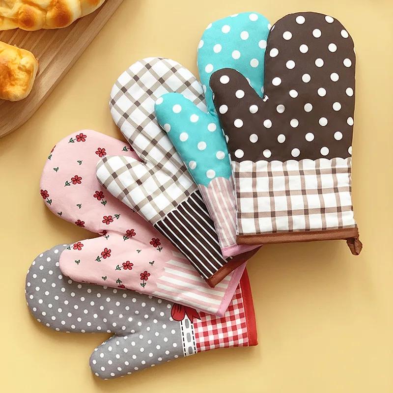 Gloves Kitchenware 1Pcs New Pastoral Style Thickened Plaid Microwave Oven Insulation Gloves Microwave Oven Gloves