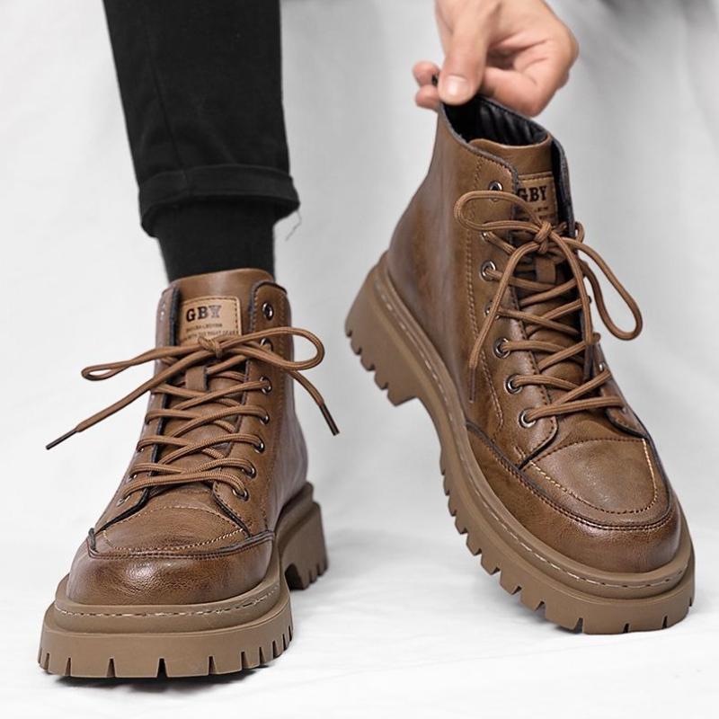 Pánské kotníkové boty podzim zima luxusní značky pohodlná měkká podrážka pracovní boty britský styl kožené boty horký prodej boty pro muže