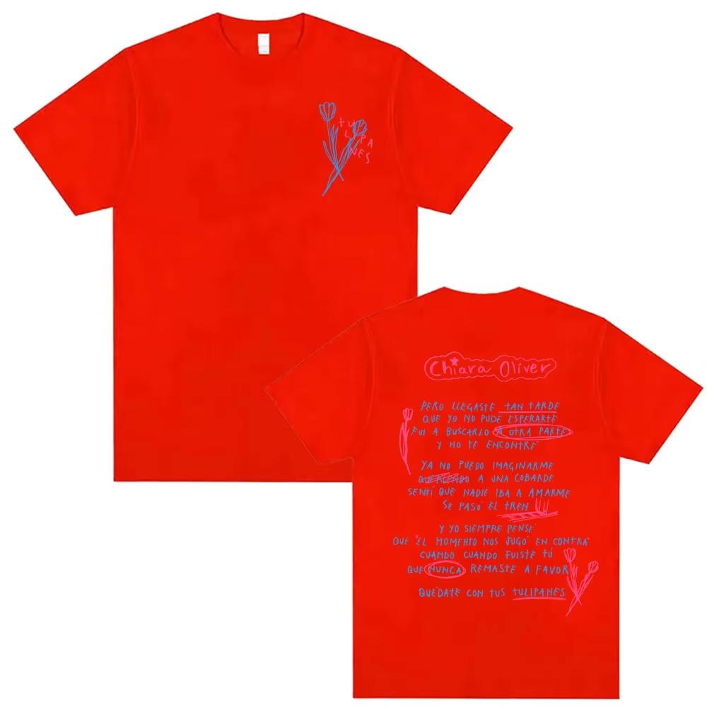 Singer CHIARA OLIVER Album Letters Print Tshirts Men Women Casual Cotton Short Sleeve Top Vintage Style High Street Tshirt