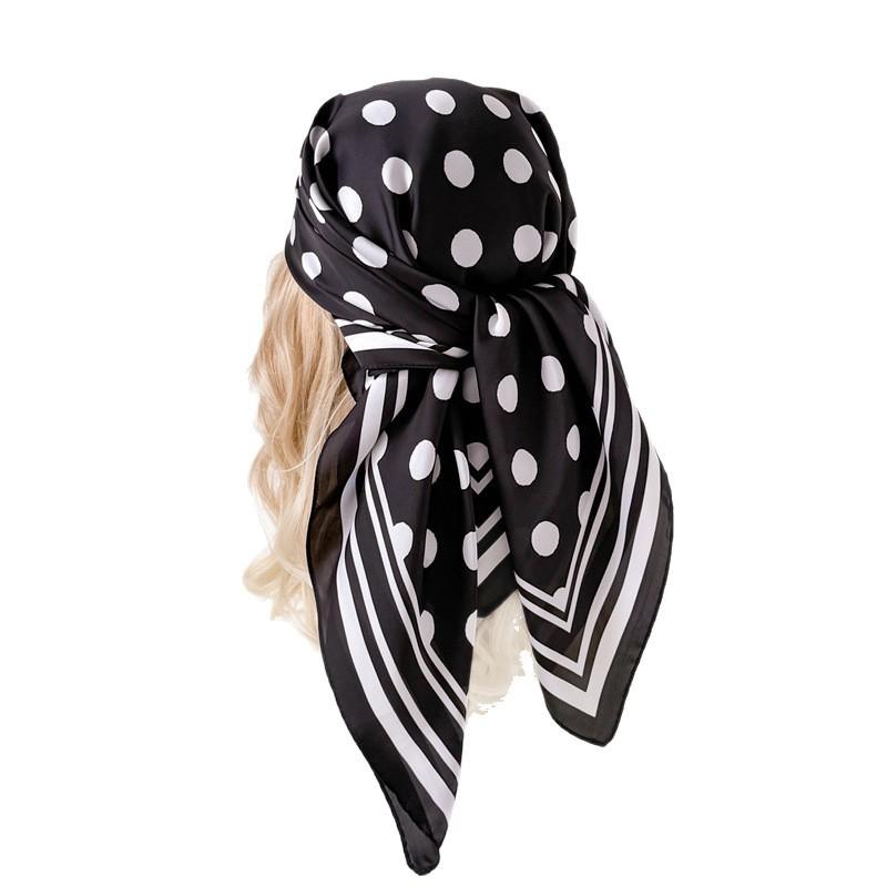 French polka dot simulation silk high-end large square scarf silk scarf printed shawl decorative scarf sunscreen scarf headscarf scarf