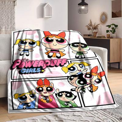 1pc Powerpuff Girls Blanket Lightweight Flannel Blanket Throw Blanket For Sofa, Bed, Travel, Camping, Livingroom, Office, Couch