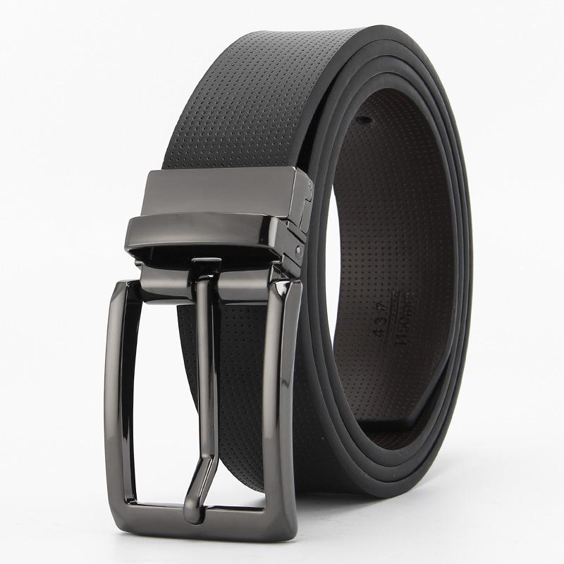 Pin Buckle Belt for Men  Double Sided Genuine Leather Casual and Fashionable Belt Rotating Buckle