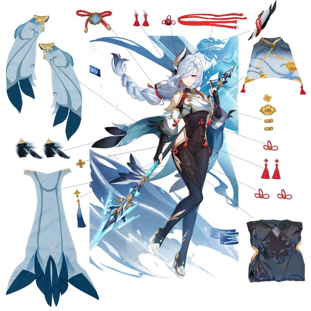 NSPSTT Genshin Ritsuki Shinkaku Cosplay with Solitary Sorrow Shinkaku Cosplay Genshin Style Shinkaku Shinkaku with Wig Genshin Impact Shuukaku Chapter