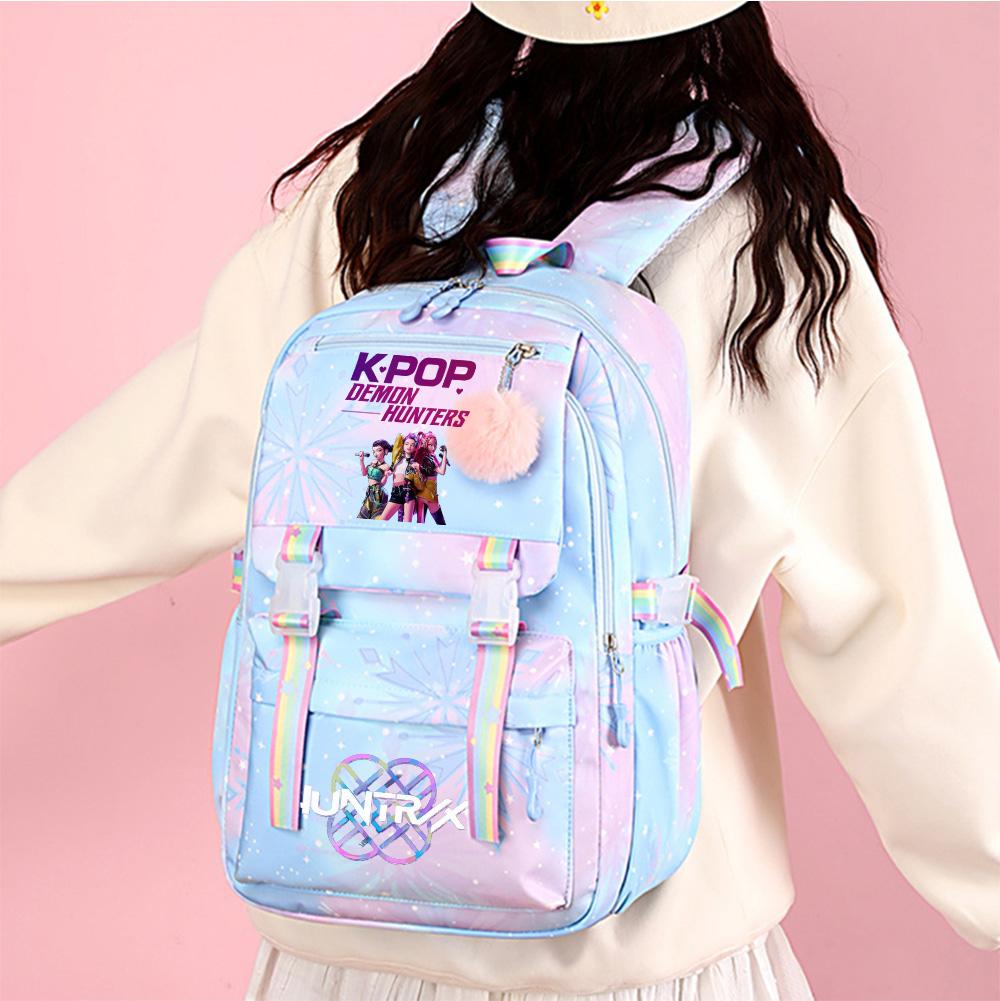 Niedlicher Anime K-Pop Dämonenjäger Aufdruck Große Kapazität Wasserdichter Rucksack Teenger Schüler Mädchen Junge Schultasche Büchertasche Damen Reisetasche Rucksack