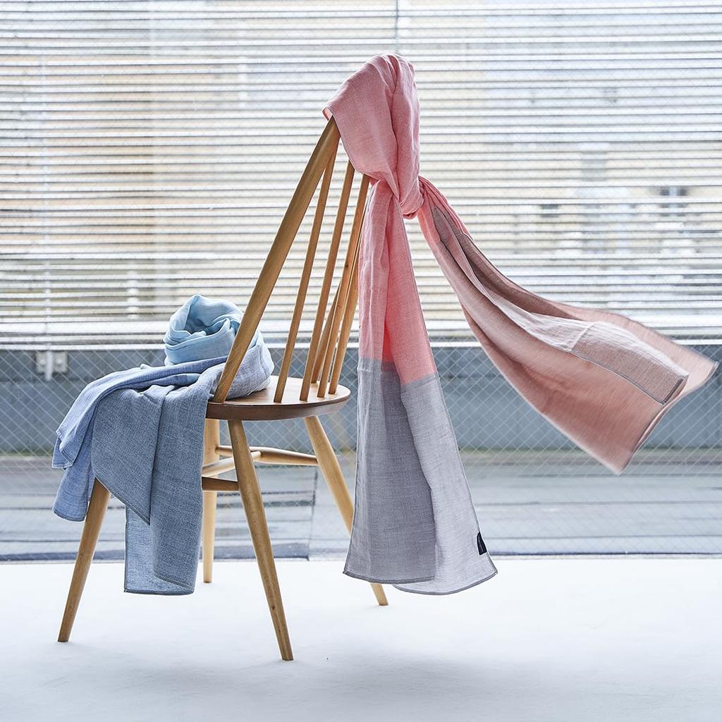 UCHINO Colorblock Marshmallow Gauze Soft To the Touch Like Standard 100 Perfect As a 78 X 200 88M1P744 Shawl, Marshmallow, Washable, Lightweight, 100%