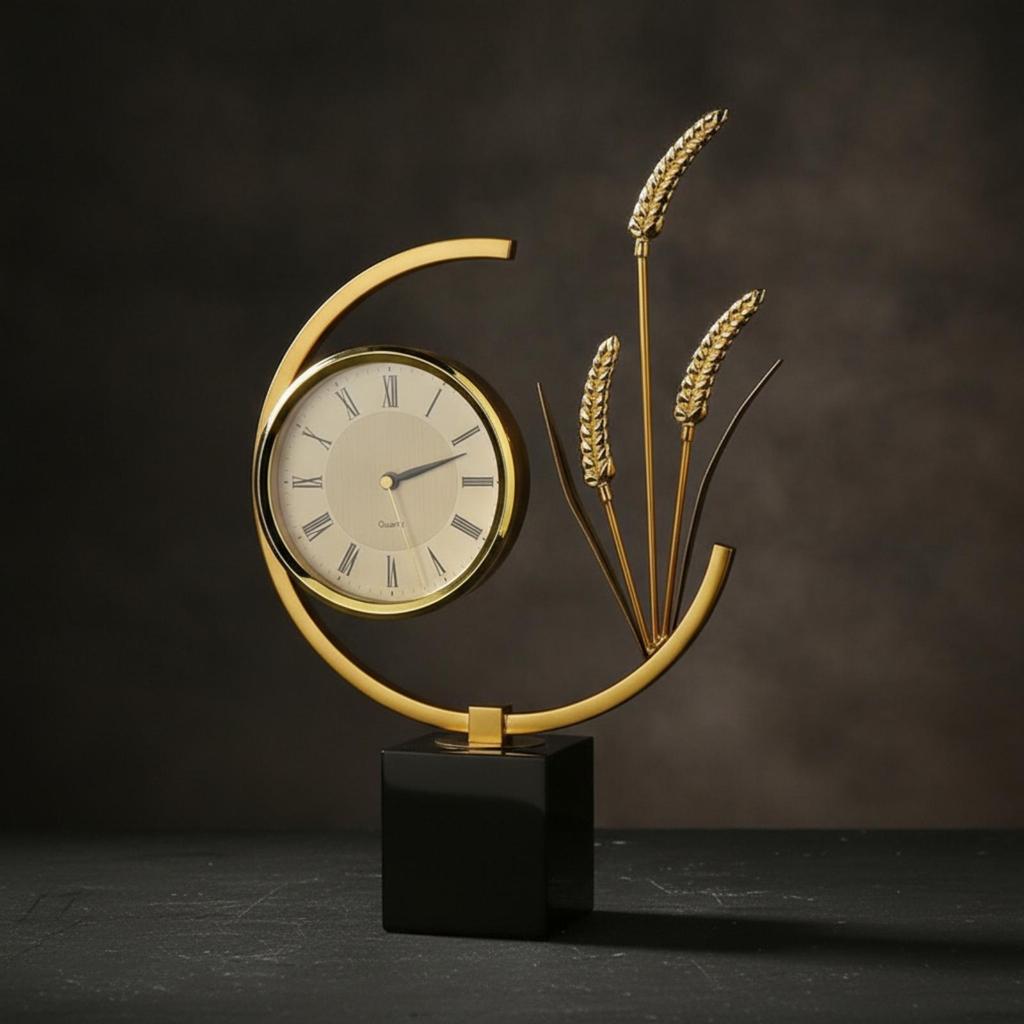 Clock Roman Numeral Tabletop Sculpture Elegant for Office Desk