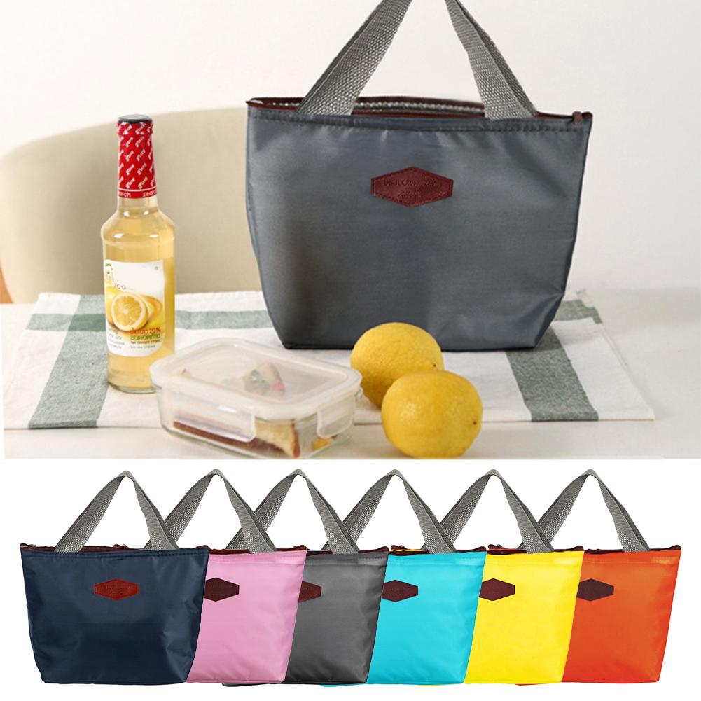 Lunch Box Camping Picnic Lunch Bag Solid Color Portable Insulated Refrigerated Cold Food Cooler Thermal Bag Handbag Hot