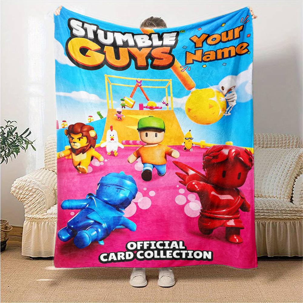 Stumble Guys Personalized Text Blanket Throw Customizable Blanket Durable Comfort Suitable for Seaside Couch Nap Chair for All Occasions