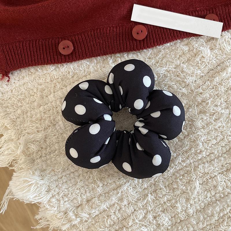 1PC Little Flower Hair Band Party Red Black Filled Cotton New Love Bow Plaid Intestine Ring Hair Accessories Hair Rings Girls