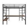 Children Bed Strong Carrying Capacity Metal with Large Bookshelf Four Small Shelves Ladder Fall Protection Grilles Home Frame Loft Furniture Bunk