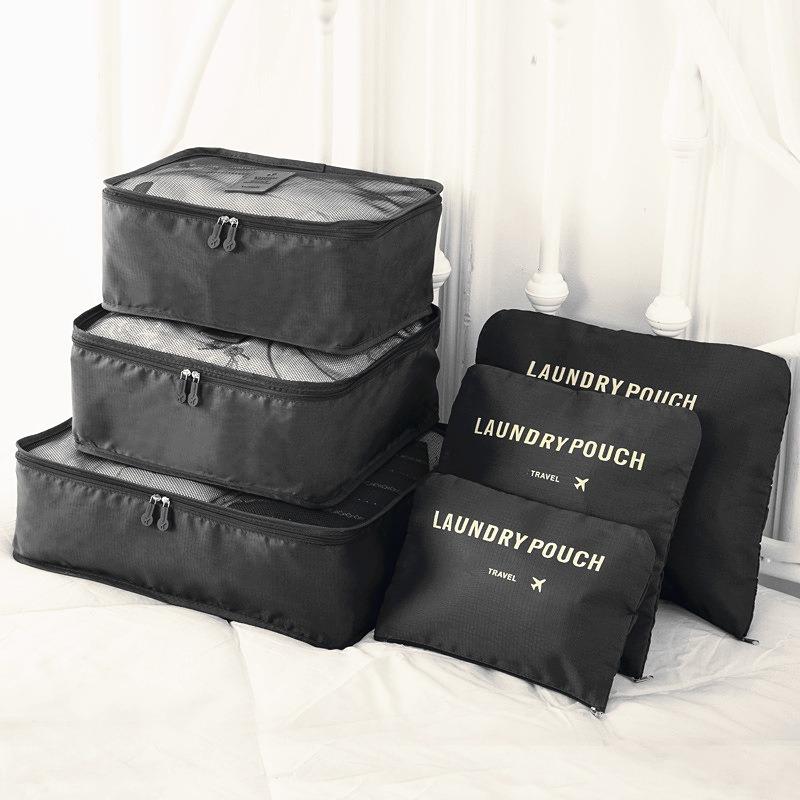 Travel Organizer Cubes 6-Piece with 4 Compartments, Luggage Packing Cubes for Underwear, Socks, Clothes, Suitcase Storage Bags